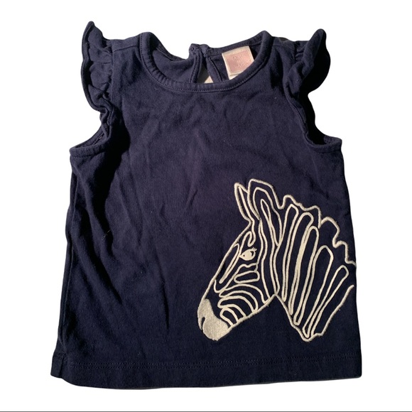 5/$25 Janie & Jack Zebra Short Ruffle Sleeve Top Shirt Baby 6-12 Months - Picture 1 of 3